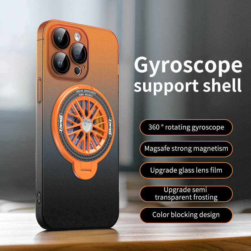 Gyroscope Magnetic Stand Gradient Color Phone Case For iPhone 16 15 14 13 12 Pro Max 