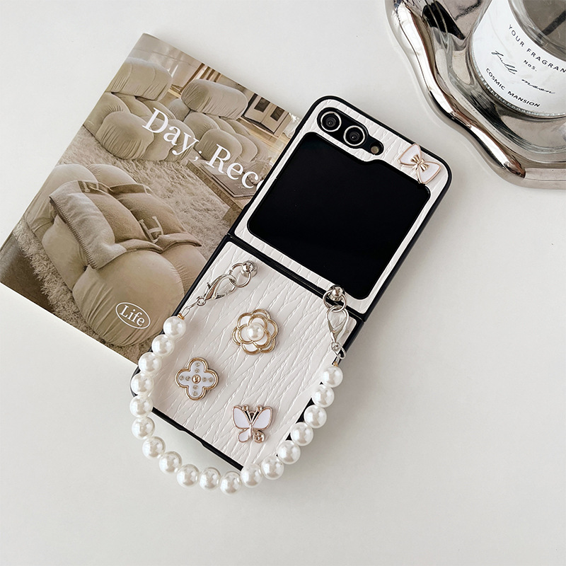 3D Bow-tied Flower Leather Phone Case for Samsung Galaxy Z Flip 5 4 3 