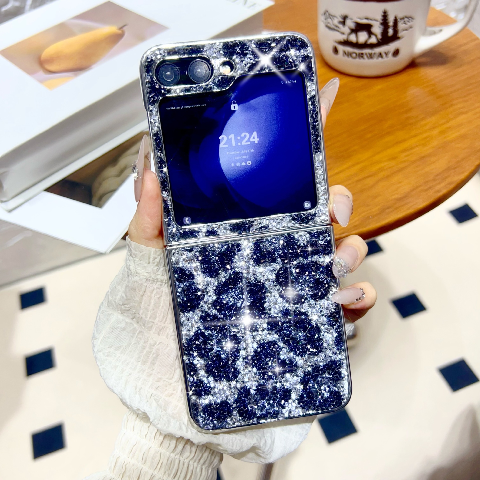 Luxury Rhinestone Electroplated Leopard Print Phone Case For Samsung Galaxy Z Flip 6/5/4/3