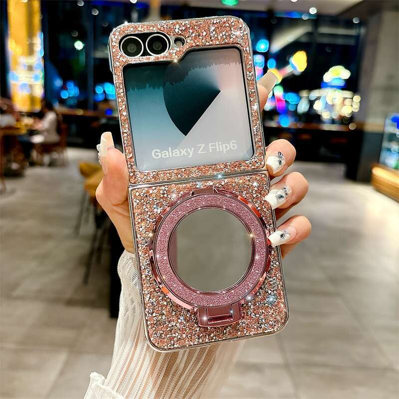 Electroplated Mirror Bracket Phone Case for Samsung Galaxy Z Flip 6 5 4 3 
