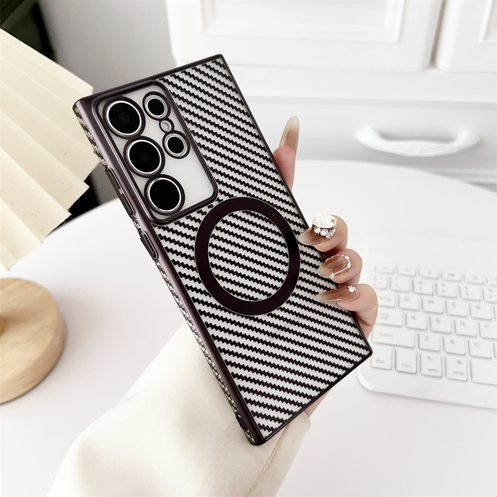 Translucent Carbon Fiber Magnetic Wireless Charging Case for Samsung Galaxy S24/S23/S22 Ultra