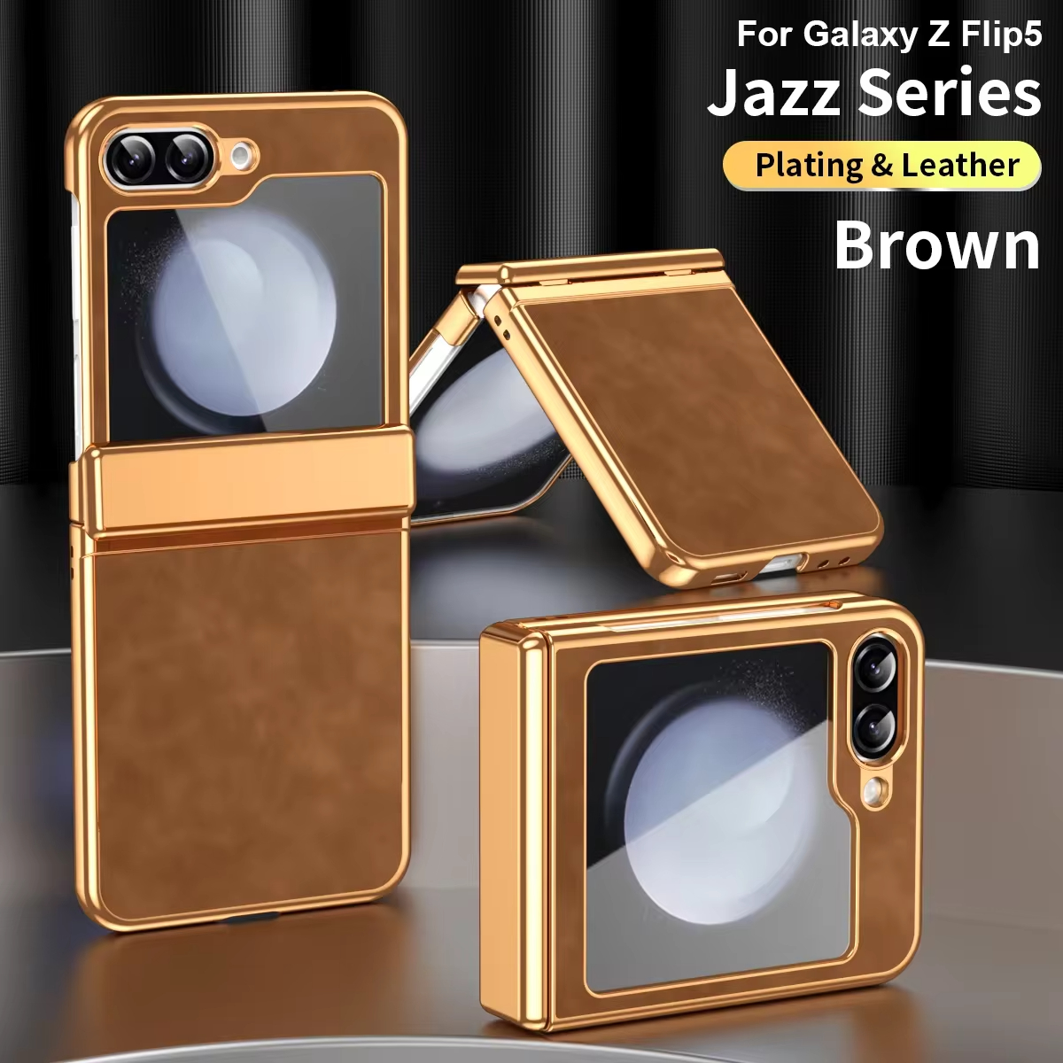  Luxury Leather Electroplated All-inclusive Folding Hinge Shockproof Case For Samsung Galaxy Z Flip 5 4 3