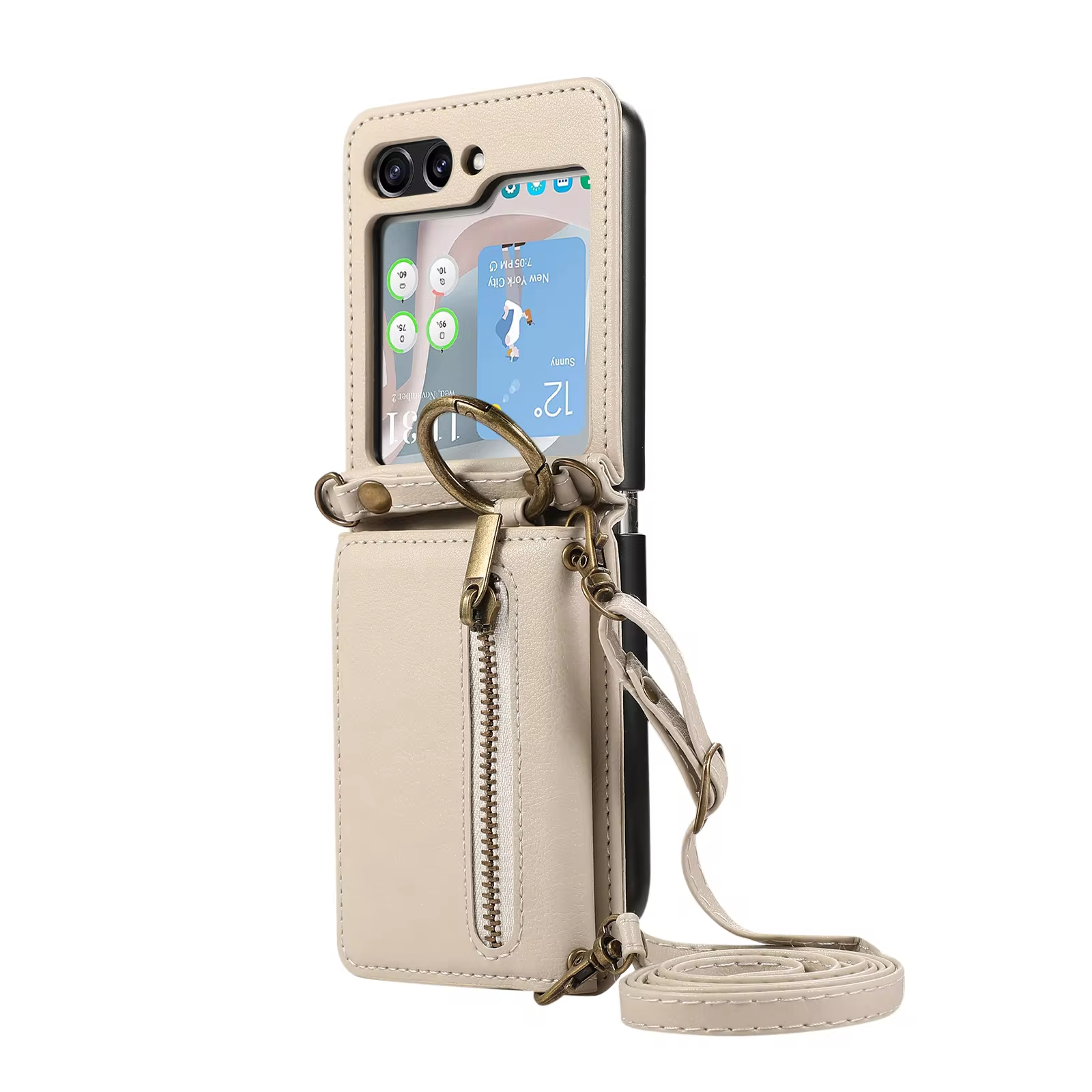 Crossbody Ring Zipper Wallet Phone Case With Card Holder For Samsung Galaxy Z Flip 6 5 4 3