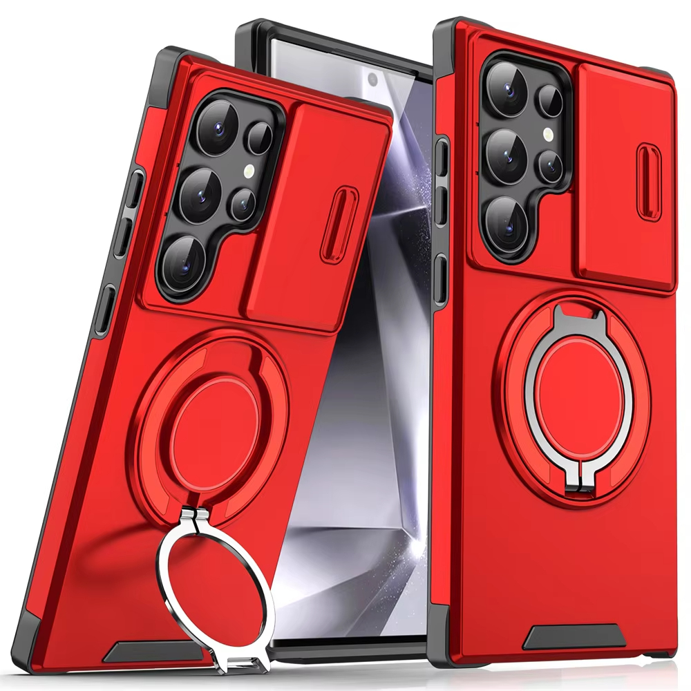 Slide Camera Protection Magnetic Stand Phone Case for Samsung S24 Plus Ultra