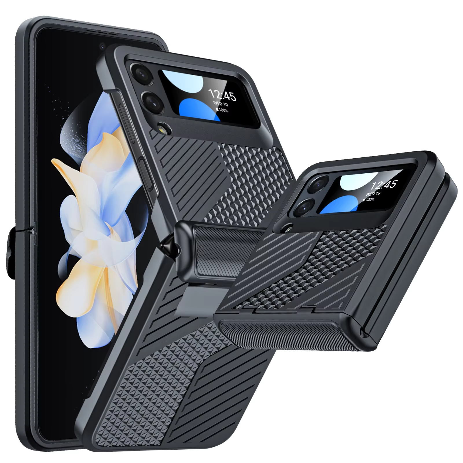 Simple Tire Texture Armor Hinge Protector HD Protective Case For Samsung Galaxy Z Flip4