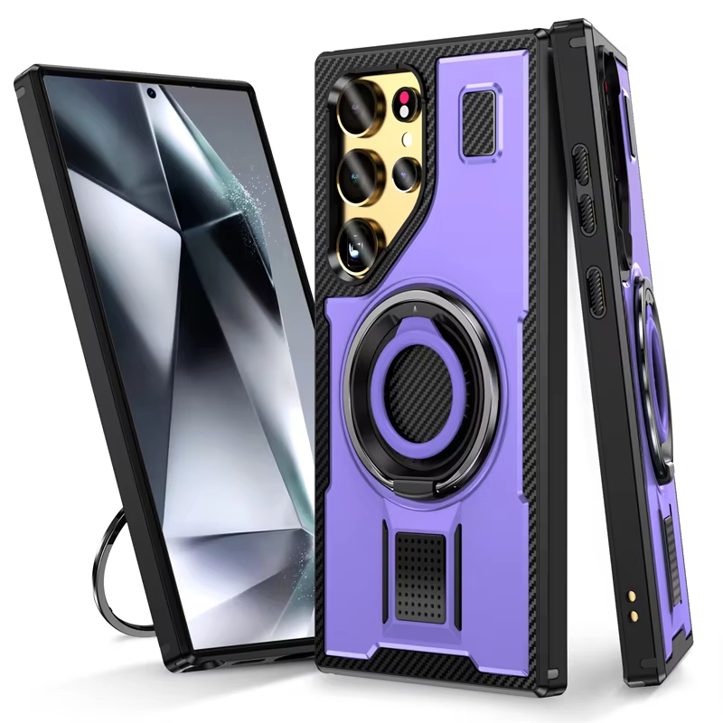 Shockproof Armor Ring Stand Metal Bracket Case for Samsung Galaxy S24 Ultra Plus