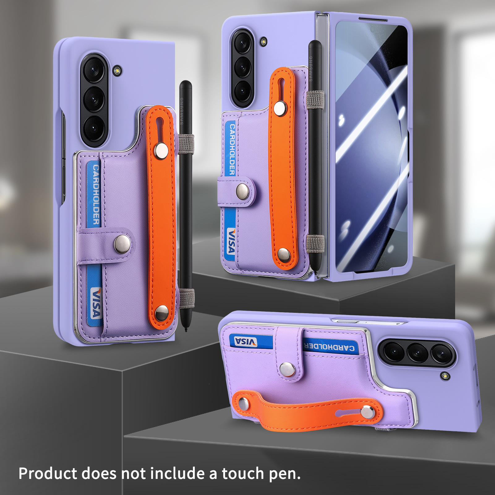 New Arrival Card Slot Wallet Case with Pen Holder & Screen Protector Wrist Strap Cover For Samsung Galaxy Z Fold 6 5 