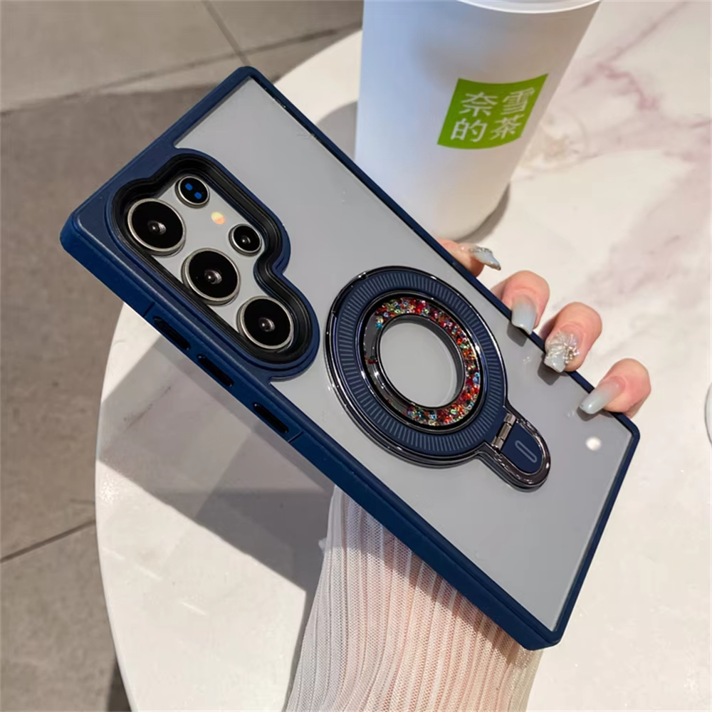 Luxury Transparent Magnetic Stand Phone Case for Samsung Galaxy S24 Ultra Plus