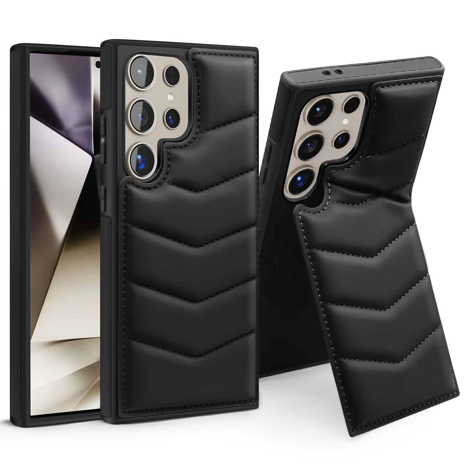Down Jackets Air-Bags Invisible Folding Stand Magnetic Case for Samsung Galaxy S24 S23 Ultra Plus