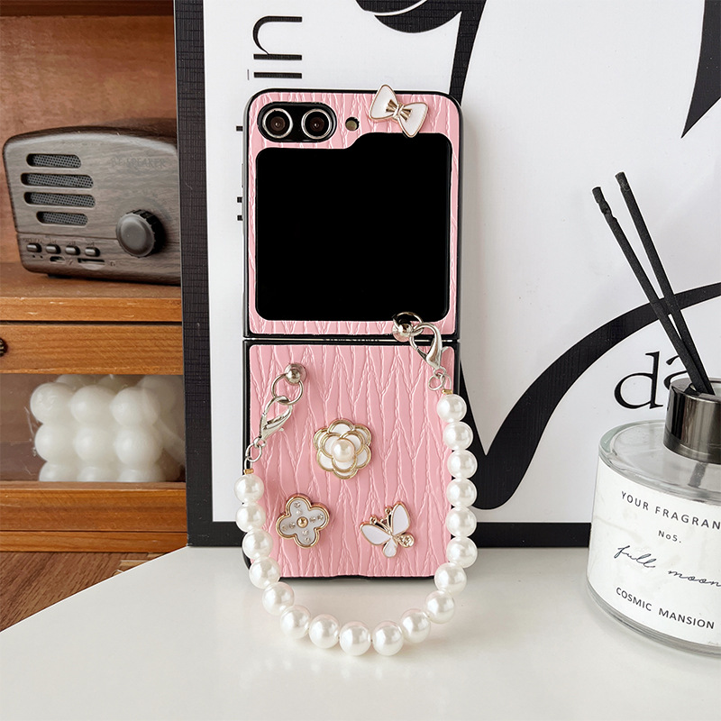 3D Bow-tied Flower Leather Phone Case for Samsung Galaxy Z Flip 5 4 3 