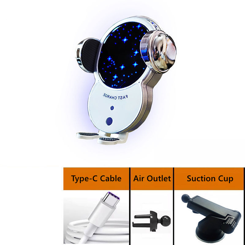Wireless Car Charger, 15W Fast Auto Clamping Car Charger Phone Holder