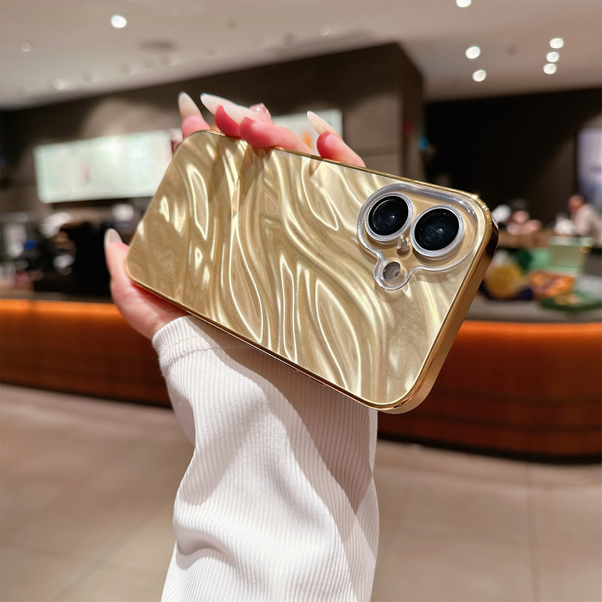 Luxury Electroplated 3D Water Ripple Laser Phone Case For iPhone 16 15 14 13 12 11 Series
