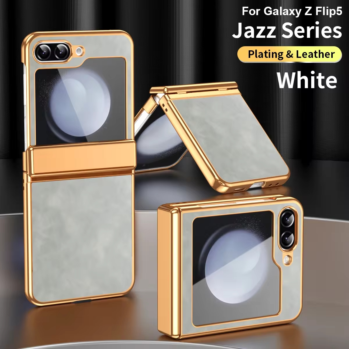 Luxury Leather Electroplated All-inclusive Folding Hinge Shockproof Case For Samsung Galaxy Z Flip 5 4 3