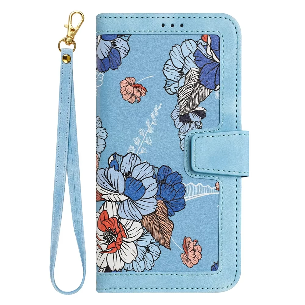 Luxury Flower Pattern Magnetic Clasp Flip Leather Case for Galaxy S24 S23 S22 S21