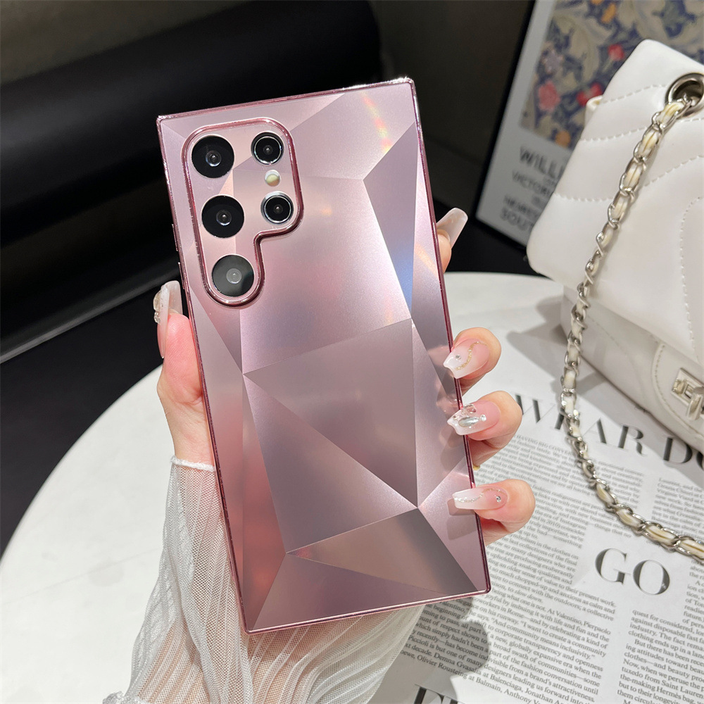 Luxury Plating 3D Diamond Pattern Matte Skin Touch Case for Samsung Galaxy S24 S23 S22