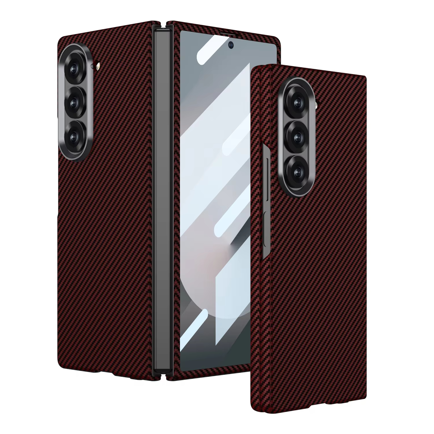 Luxury Carbon Fiber Pattern Shockproof Case For Samsung Galaxy Z Fold 6 With Screen Tempered Glass 