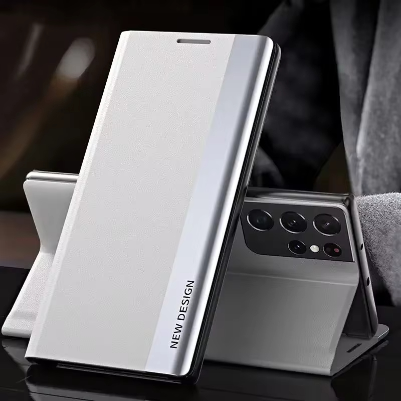 2024 The 4th Generation Side Window Magnetic Plating Bracket Flip Phone Case For Samsung Galaxy S24 Ultra