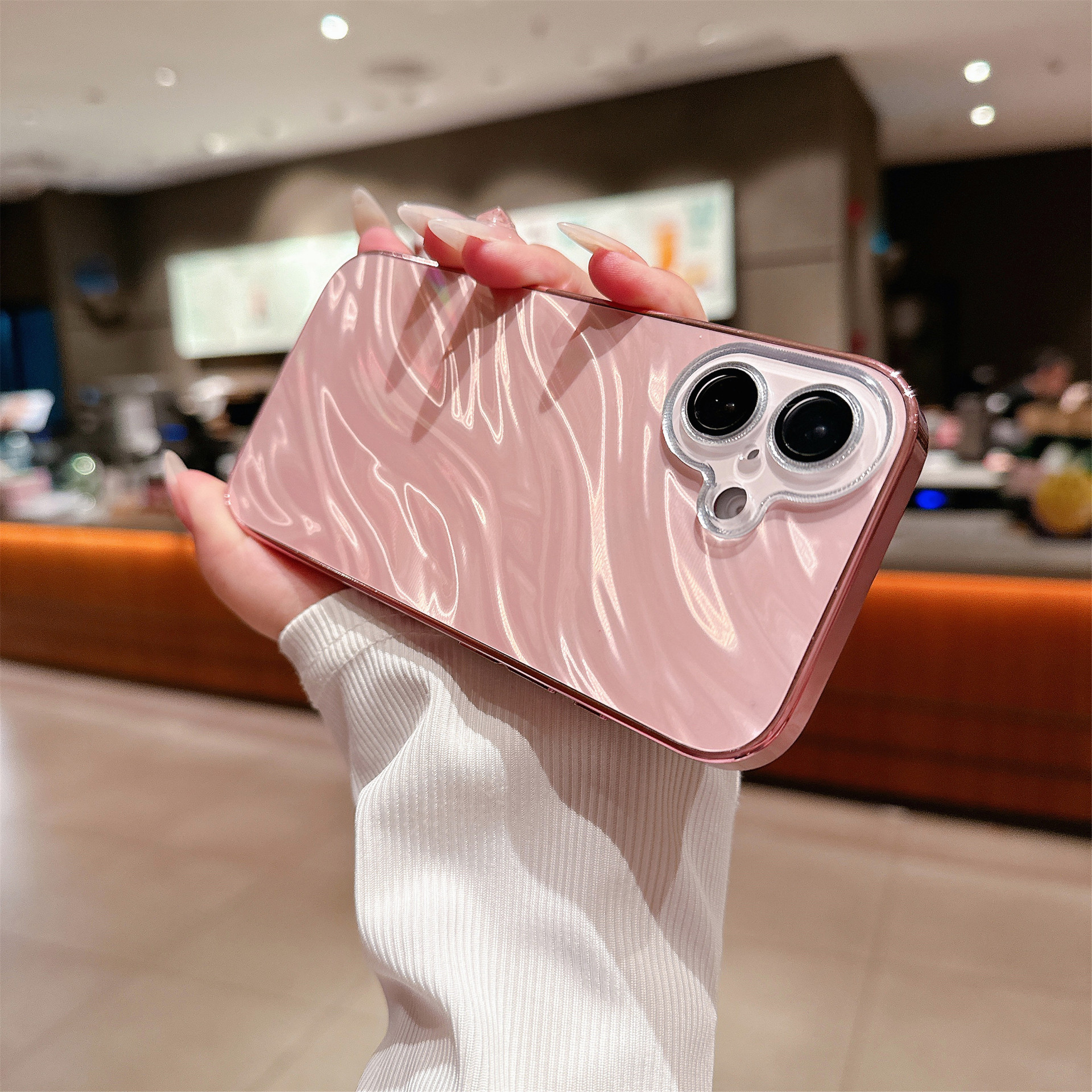 Luxury Electroplated 3D Water Ripple Laser Phone Case For iPhone 16 15 14 13 12 11 Series