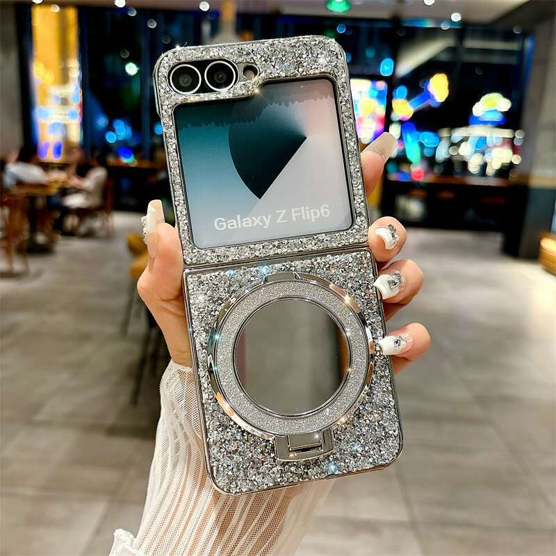 Electroplated Mirror Bracket Phone Case for Samsung Galaxy Z Flip 6 5 4 3 