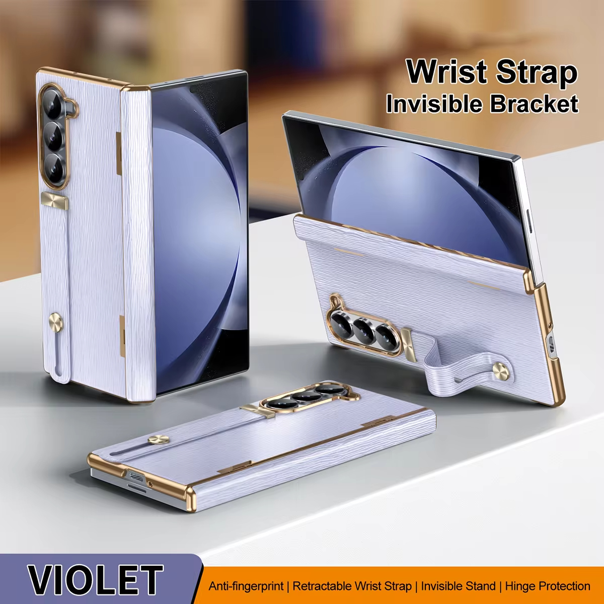 Luxury Leather Electroplated Frame Hinge Protection Back Case For Samsung Galaxy Z Fold 6/5/4/3