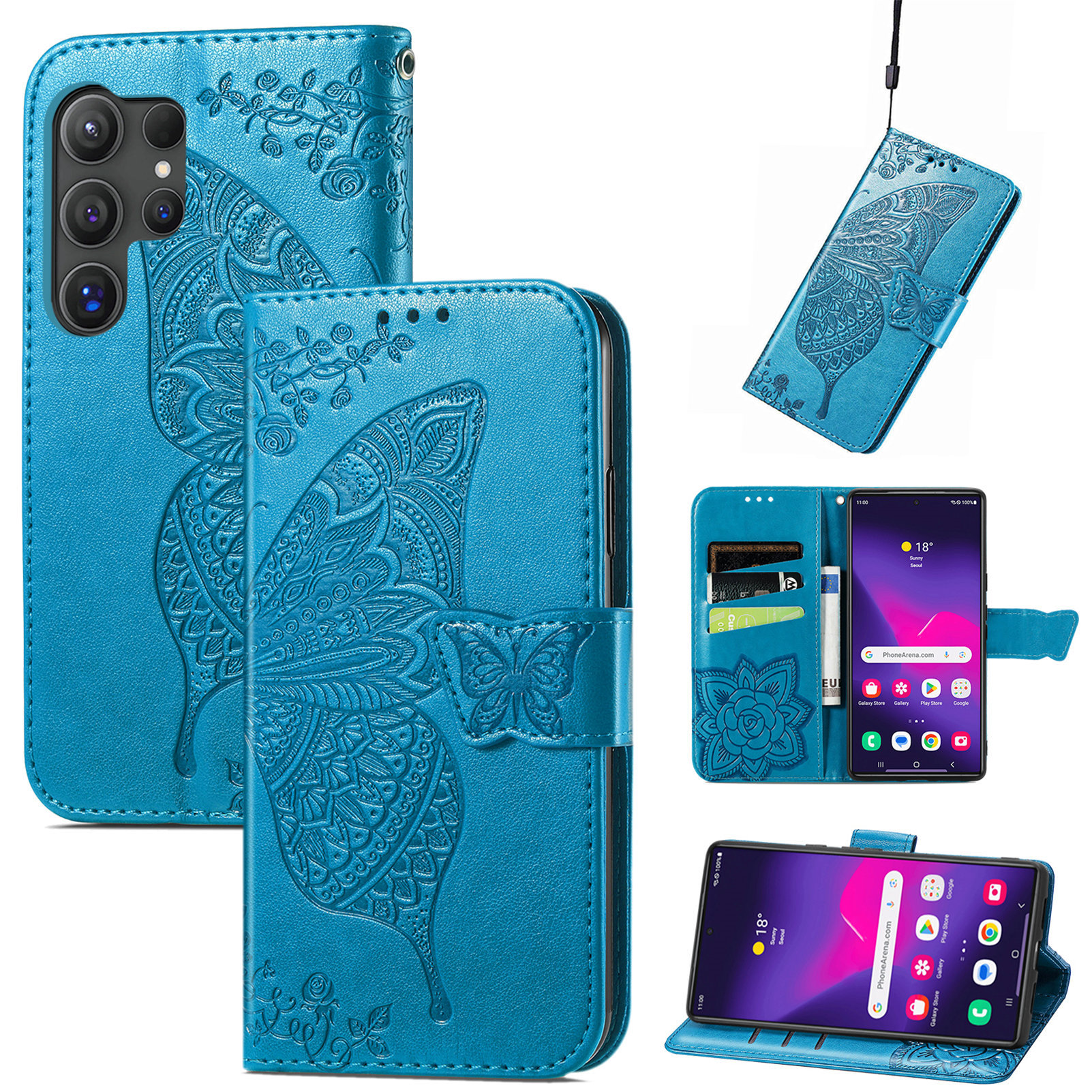 2024 Butterfly Luxury Leather Wallet Case With Card Holder For Samsung Galaxy S24 Series