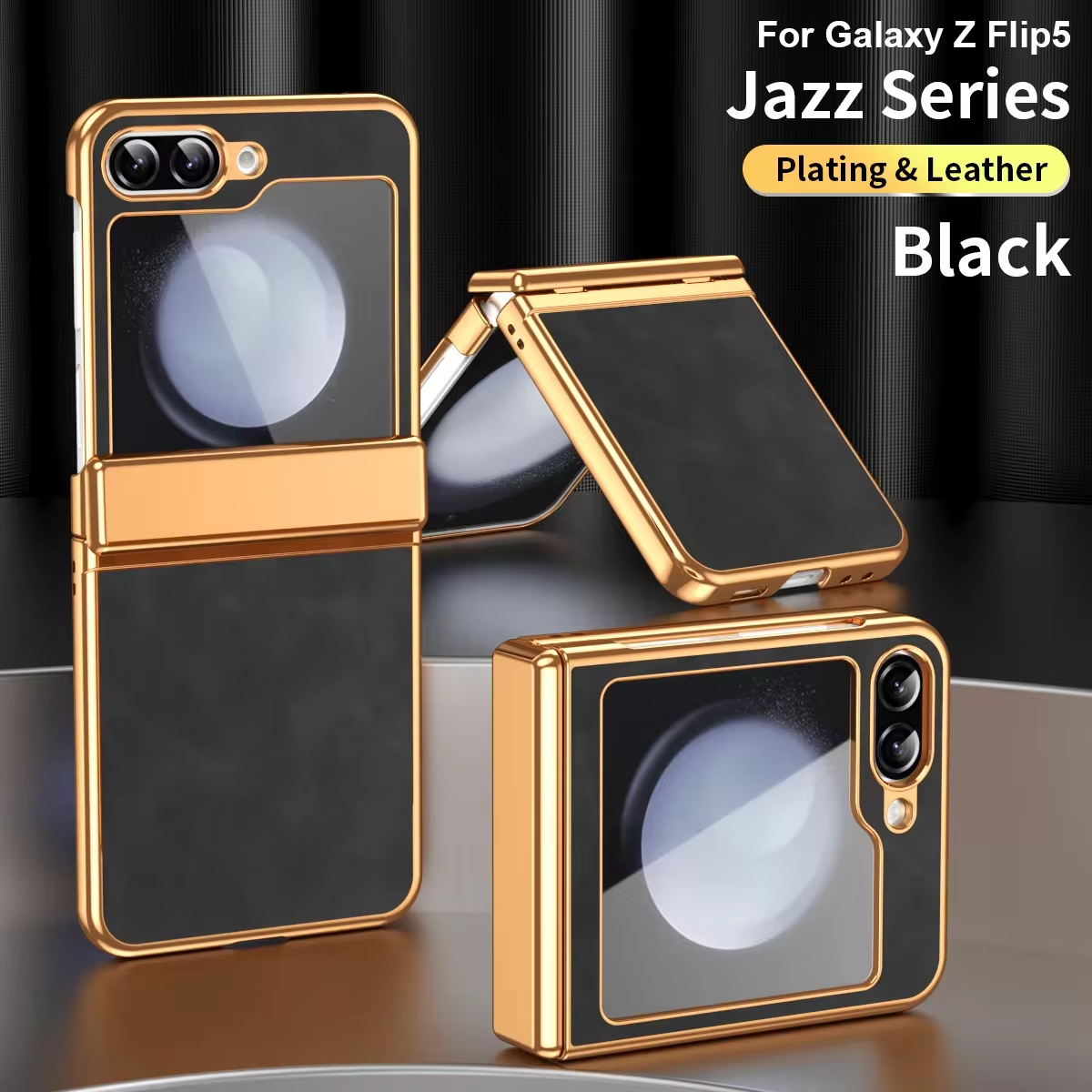  Luxury Leather Electroplated All-inclusive Folding Hinge Shockproof Case For Samsung Galaxy Z Flip 5 4 3