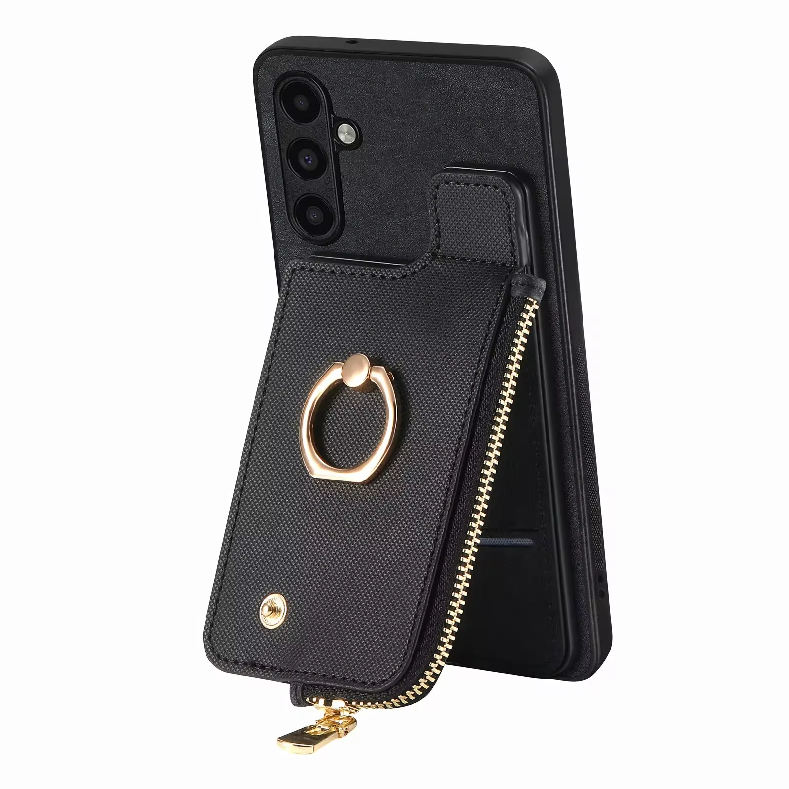 Vintage Zipper Cards Slot Wallet Ring Holder Leather Case for Samsung Galaxy A15 A25 A35 A55