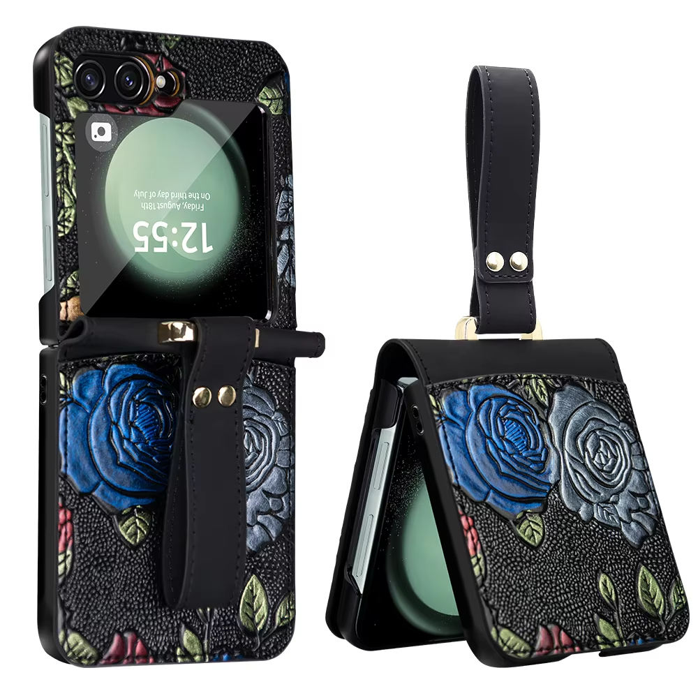 Adjustable Cross Lever Luxury Electroplated Wristband Folding Case for Samsung Galaxy Z Flip5 Flip4 Flip3 