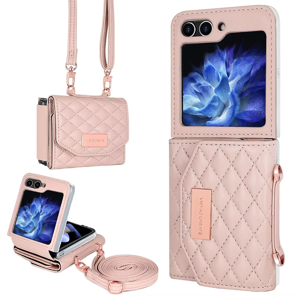 Crossbody Wallet with Card Holder Leather Phone Case for Samsung Galaxy Z Flip 6 5 4 3