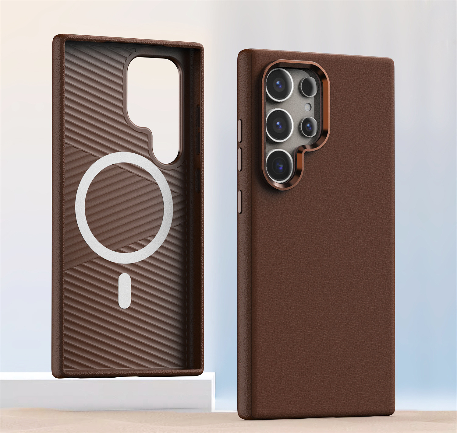 Luxury Genuine Leather Magnetic Case for Samsung Galaxy S24 Plus Ultra