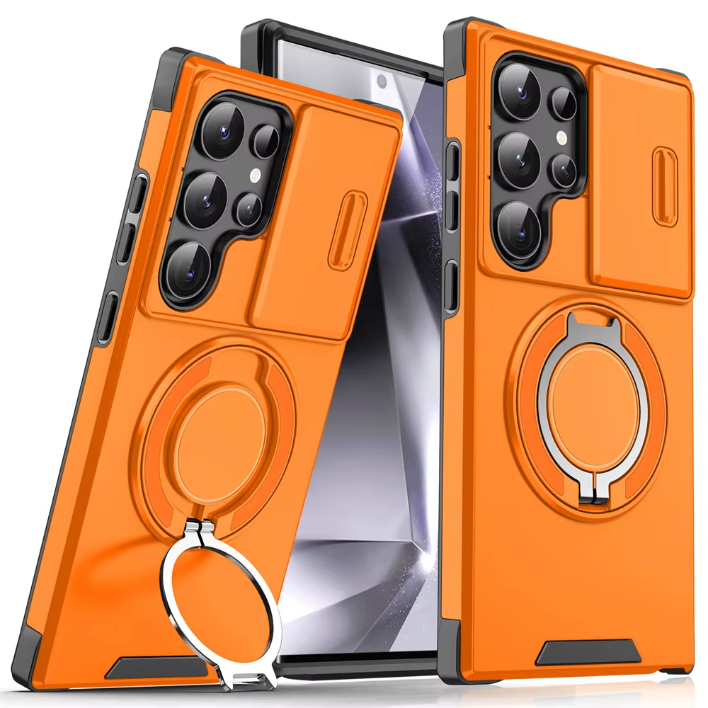 Slide Camera Protection Magnetic Stand Phone Case for Samsung S24 Plus Ultra