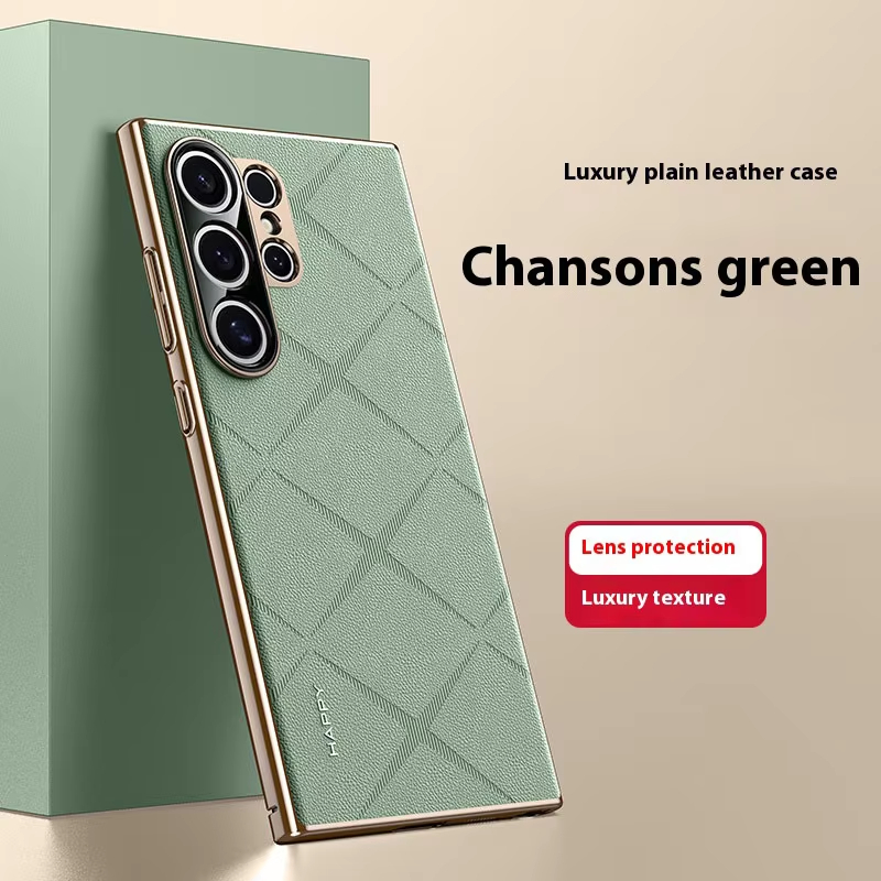 Luxury Plating Genuine Leather Ultra-thin Phone Case For Samsung Galaxy S24 Ultra Plus 