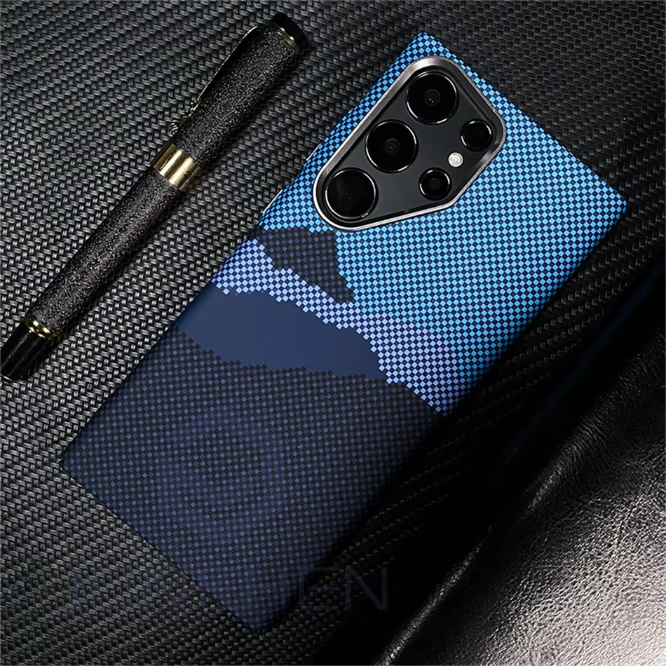 Metal Lens Carbon Fiber Texture Magnetic Case For Samsung Galaxy S24 Ultra