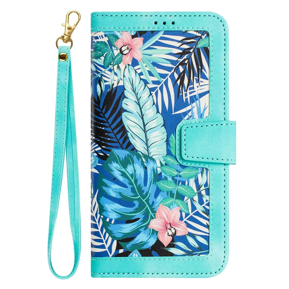 Luxury Flower Pattern Magnetic Clasp Flip Leather Case for Galaxy S24 S23 S22 S21