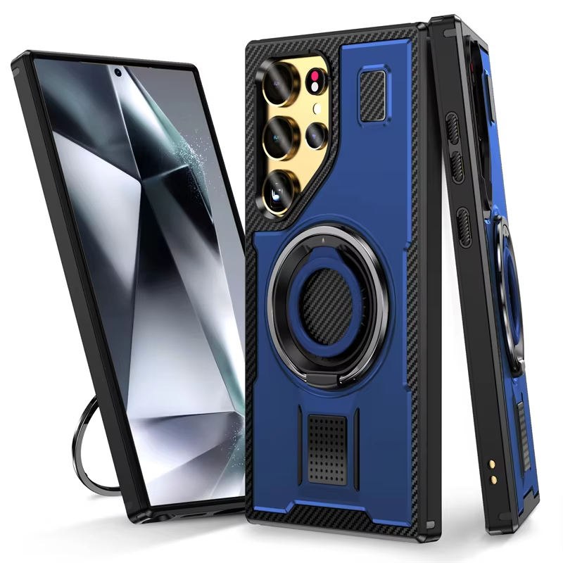 Shockproof Armor Ring Stand Metal Bracket Case for Samsung Galaxy S24 Ultra Plus