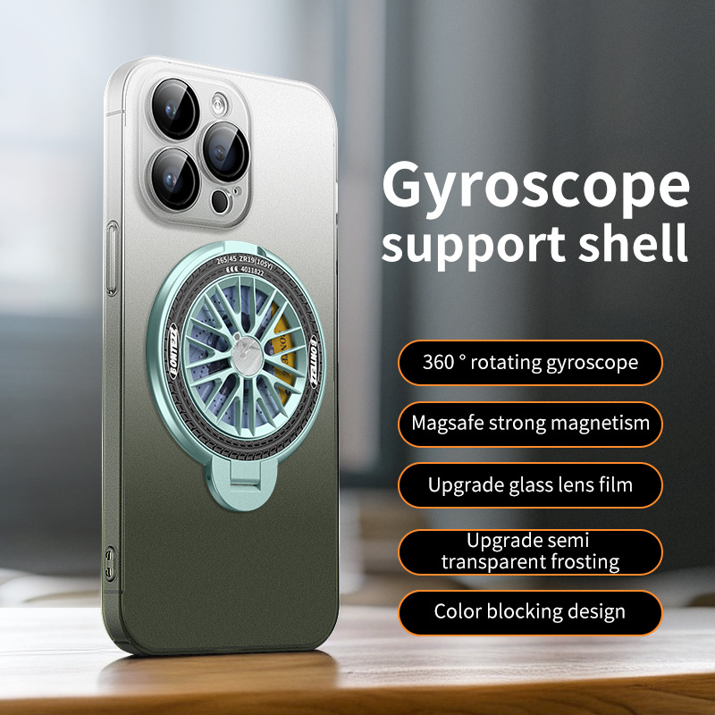 Gyroscope Magnetic Stand Gradient Color Phone Case For iPhone 16 15 14 13 12 Pro Max 