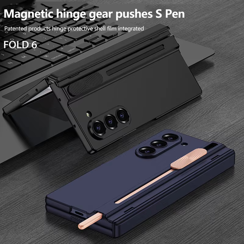 Magnetic Hinge Phone Case For Samsung Galaxy Z Fold 6 Wth Stylus Pen+Glass