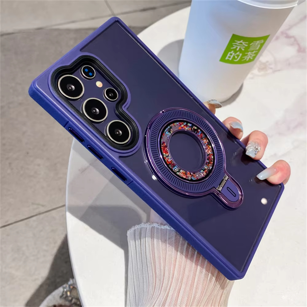 Luxury Transparent Magnetic Stand Phone Case for Samsung Galaxy S24 Ultra Plus