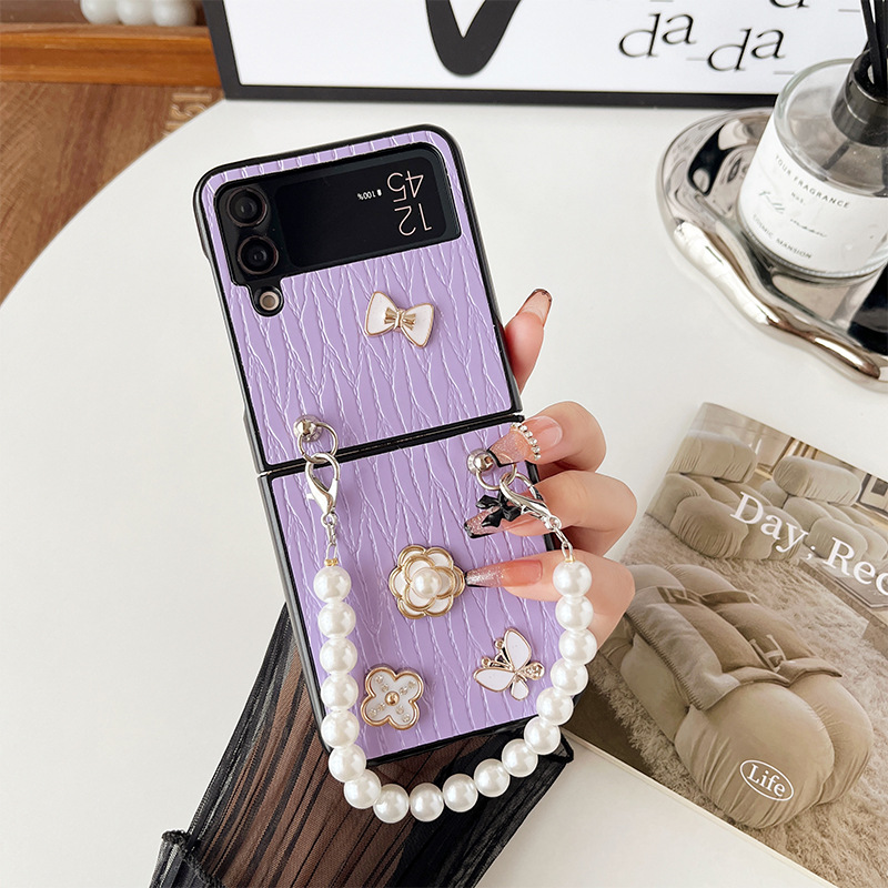 3D Bow-tied Flower Leather Phone Case for Samsung Galaxy Z Flip 5 4 3 