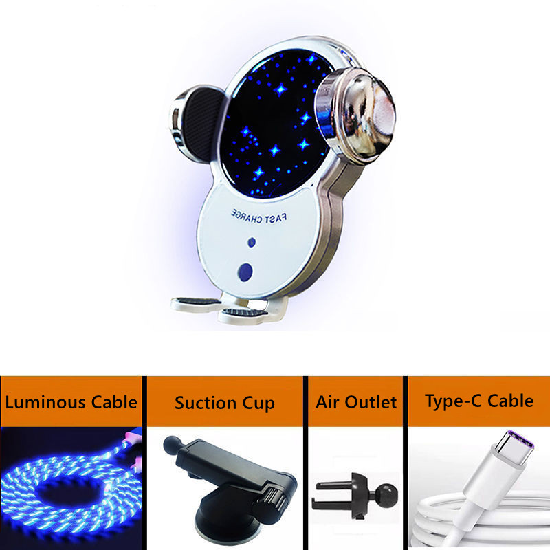 Wireless Car Charger, 15W Fast Auto Clamping Car Charger Phone Holder