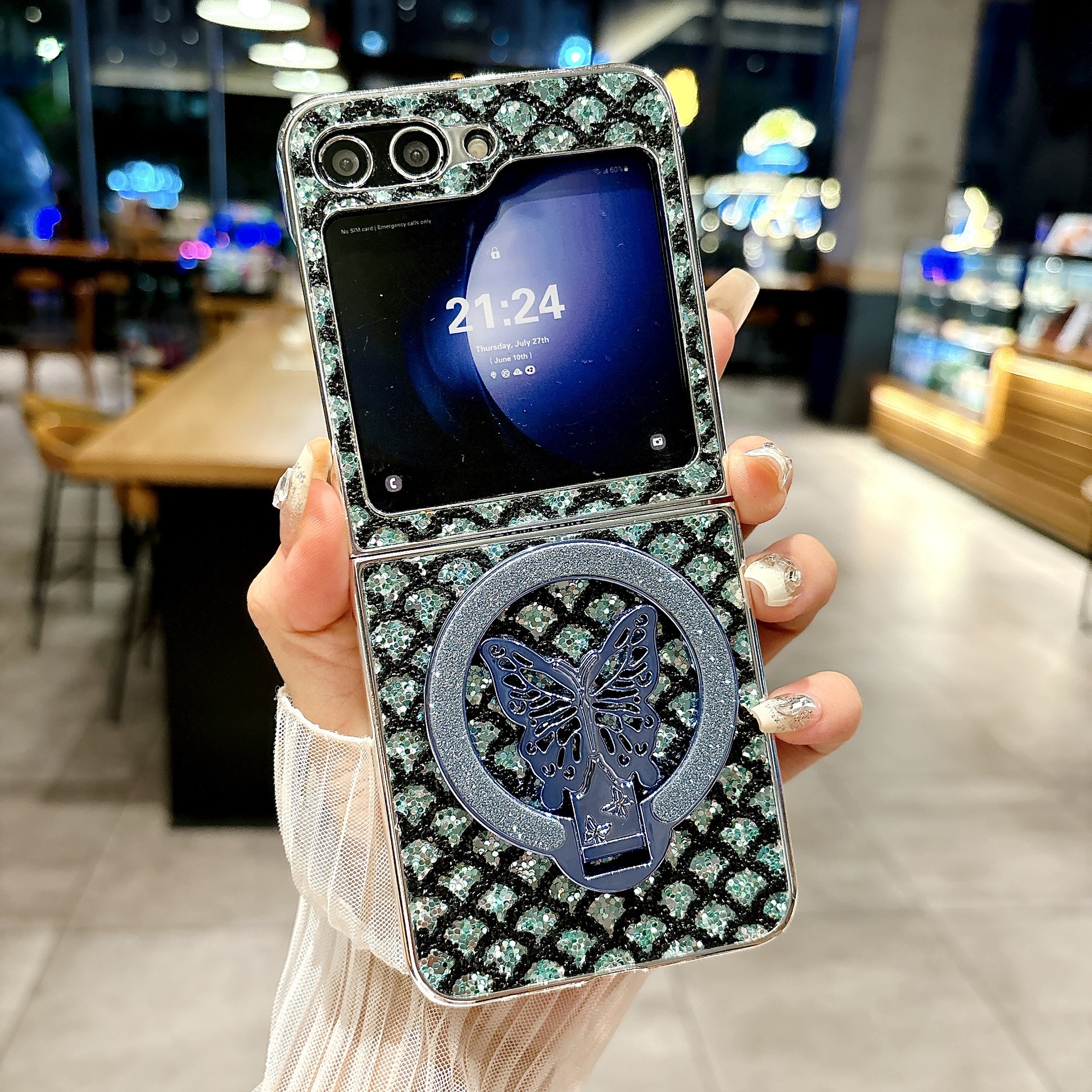 Electroplated Butterfly Magnetic Leather Case For Samsung Z Flip