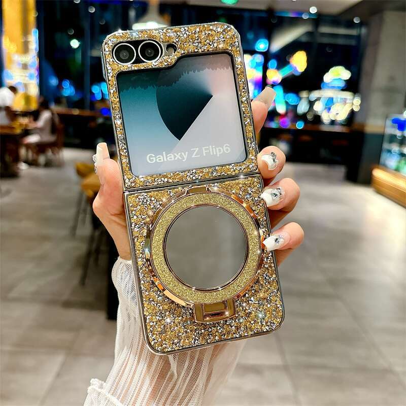 Electroplated Mirror Bracket Phone Case for Samsung Galaxy Z Flip 6 5 4 3 