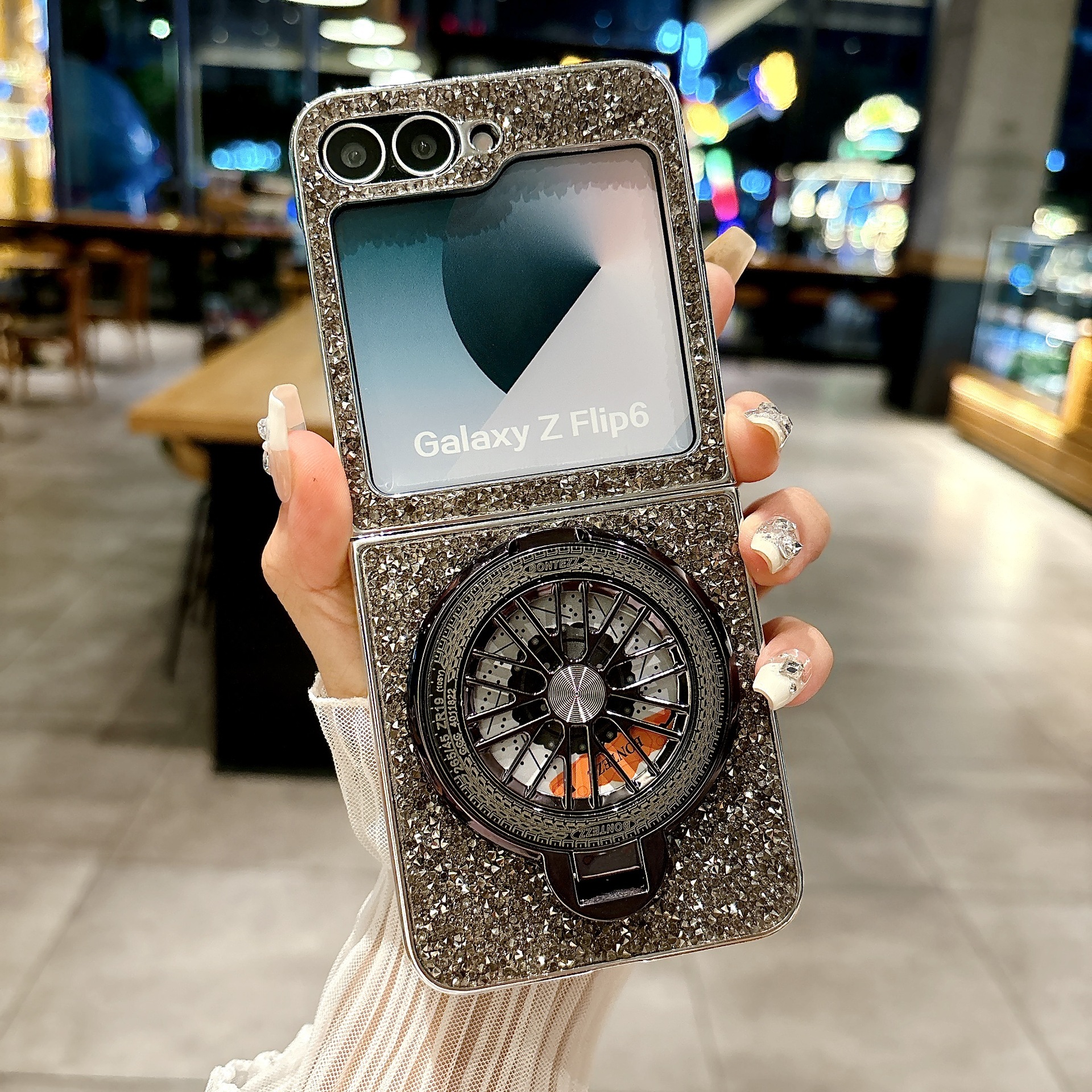 Luxury Electroplated Diamond Gyro Holder Phone Case for Samsung Galaxy  Z Flip