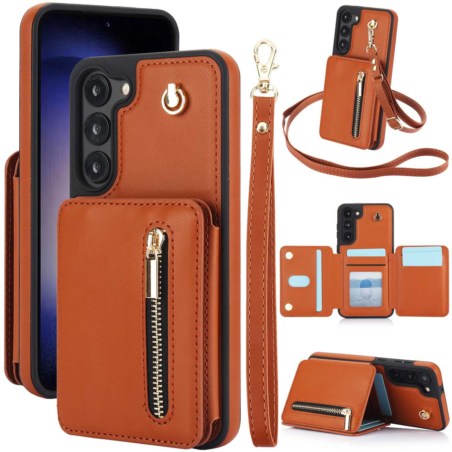 Zipper Card Slot Holder Wallet Crossbody Lanyard Phone Case for Samsung Galaxy S23/S23 Plus