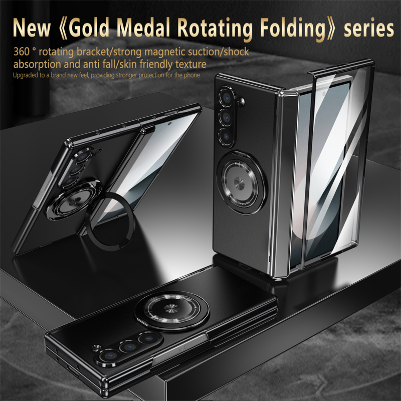 Luxury Matte Solid Color 360° Rotating Bracket Phone Case For Samsung Galaxy Z Fold 6 5 4 3 