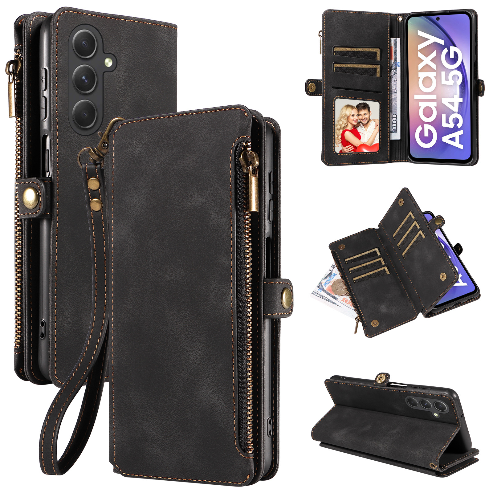 Multi-pocket Leather Wallet Case for Samsung Galaxy A55 A35 A25 A15