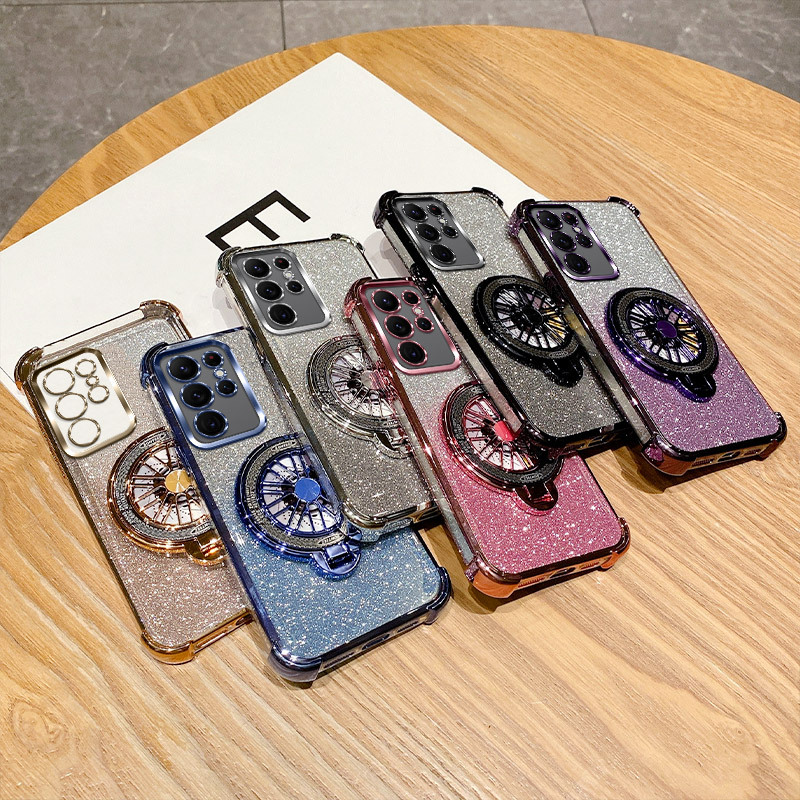 Glitter Shockproof Gradient Plating Phone Case For Samsung Galaxy S24 S23 S22 S21 Series