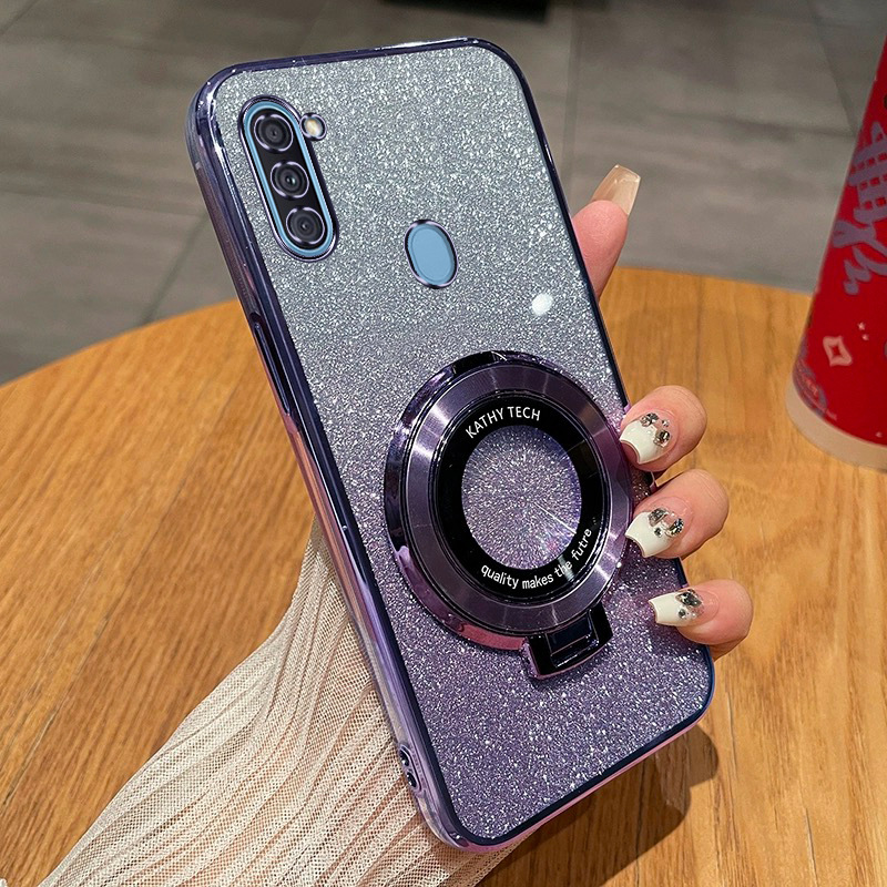 Luxury Glitter Plating Magnetic Holder Phone Case For Samsung Galaxy A11