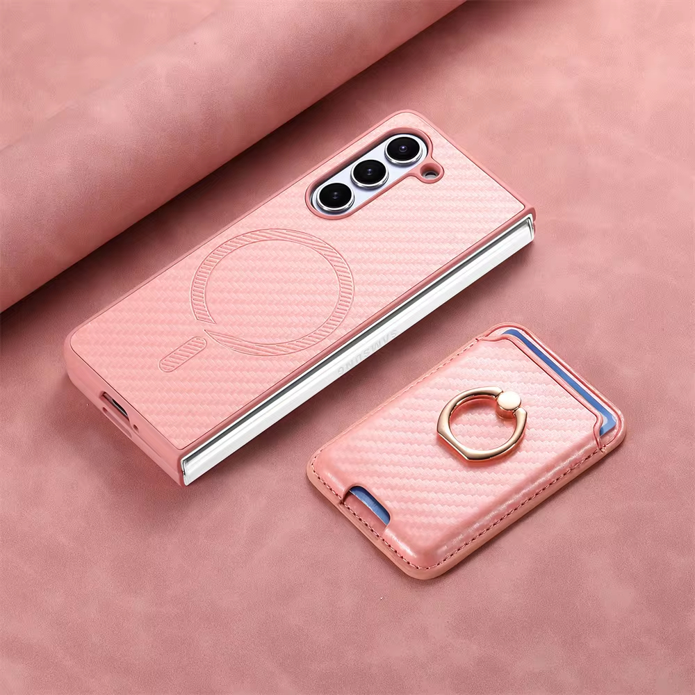 2 in 1 Detachable Carbon Fiber Card Wallet Case With Screen Protector For Samsung Galaxy Z Fold 6 5 4