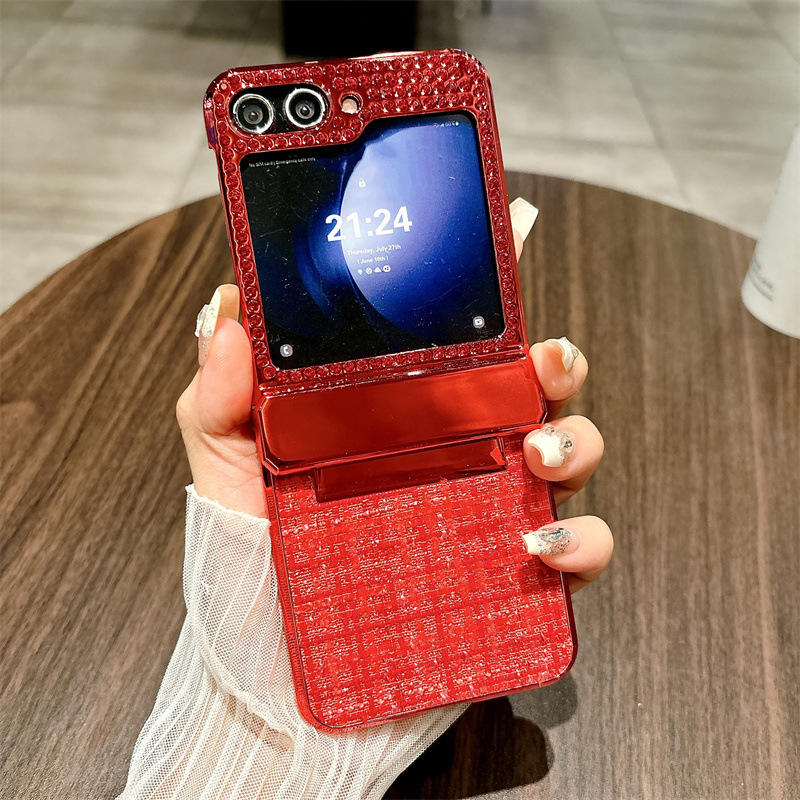 Electroplating Leather Hard Shell Phone Case for Samsung Galaxy Z Flip 6 5 4 3 